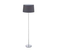 Relaxdays Lámpara Pie Cromado con Pantalla Textil Ø 40 cm, Luz Pie 148,5 cm Salón, Lámpara Pedestal E27, Gris