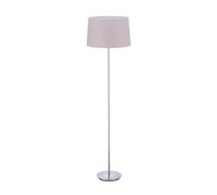 Relaxdays Lámpara Pie Cromado con Pantalla Textil Ø 40 cm, Luz Pie 148,5 cm Salón, Lámpara Pedestal E27, Rosa Viejo