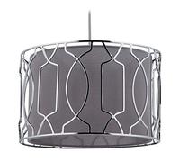 Relaxdays Lámpara de Techo de Tela y Metal, Lámpara colgante para Salón y Comedor, E27, 124 x 34,5 cm, plateado y gris