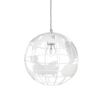 Relaxdays Lámpara de techo, Globo terráqueo, Diseño, Ajustable, Metal, Blanco, diámetro 30 cm