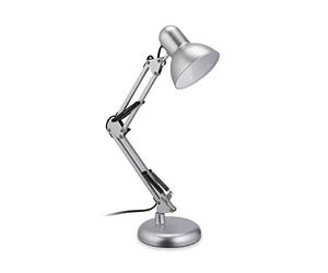 Relaxdays Lámpara Escritorio Brazo Articulado Estilo Retro, Flexo Tulipa Orientable, E27, Metal, 54x25x15 cm, Plata