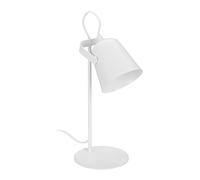 Relaxdays Lámpara Escritorio Mate, para Oficina, Luz Mesita Noche Metal Tulipa Orientable, 39 x 15 cm, Rosca E14, Blanco, Hierro