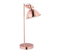 Relaxdays Lámpara Escritorio Retro, Tulipa Orientable, Luz Sobremesa Lectura, Rosca E14, Metal, para Despacho, Oro Rosa, Hierro, 48 x 17 x 24,5 cm