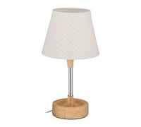 Relaxdays Lámpara Infantil Cielo Estrellado, Luz Mesilla Niños, Pantalla Tela, Base Metal, Bebés 40x22cm, Blanco/Natural