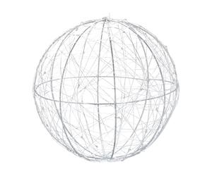 Relaxdays Lámpara LED con forma de bola, A pilas, Para colgar o poner de pie, Ø 20 cm, Plateado