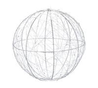 Relaxdays Lámpara LED con forma de bola, A pilas, Para colgar o poner de pie, Ø 20 cm, Plateado