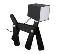 Relaxdays Lámpara Mesa Niños Perro, Luz Mesita Noche LED, Infantil, Madera, Articulada, para Cuarto de Niños, Negro