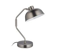 Relaxdays Lámpara Mesa Retro, Luz Sobremesa Escritorio, Diseño Vintage, Tulipa Orientable, Metálica, Rosca E14, Plateado