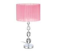 Relaxdays Lámpara mesa rosa cristal rosa,plata