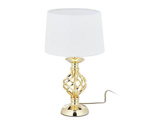 Relaxdays Lámpara Mesa Táctil, Luz Mesita Noche Moderna, 3 Niveles Intensidad, 43,5 x 25 cm, Rosca E14, Dorado y Blanco