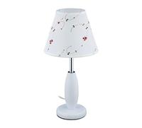 Relaxdays Lámpara Mesita Noche con Flores Rojas, Luz Mesilla Estilo Rústico, Lámpara Sobremesa, E27, 45,5x23 cm, Blanco