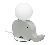 Relaxdays Lámpara Mesita Noche Infantil, G9 7W, Niños Bebés, Elefante Madera Bola Cristal, 21x20x10cm, Gris y Blanco