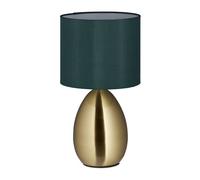 Relaxdays Lámpara Mesita Noche Táctil, Lamparita Moderna con Cable, Luz Mesa Lectura Regulable, 33,5x18 cm, E14, Bronce