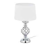 Relaxdays Lámpara Mesa Táctil, Luz Mesita Noche Moderna 3 Niveles Intensidad, 43,5 x 25 cm, Rosca E14, Plateado y Blanco