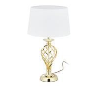 Relaxdays Lámpara Sobremesa Táctil, Luz Mesita Noche Moderna, 3 Niveles Intensidad, 62,5 x 36,5 cm, Blanco y Dorado