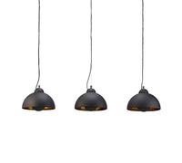 Relaxdays Lámpara Techo Industrial con 3 Pantallas, 40 W, Negro y Dorado, 145 x 155 x 30 cm