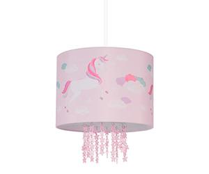Relaxdays Lámpara Techo Infantil E27 Unicornio, Luz Colgante Dormitorio Peque, Sala Juego, Bebé, Pantalla 158x35cm, Rosa