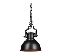 Relaxdays Lámpara Techo Redonda Pequeña Industrial, Hierro, Negro, 145 x 21 x 21 cm, 40 W