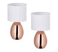 Relaxdays Lámparas mesa set de 2 blanco,cobre
