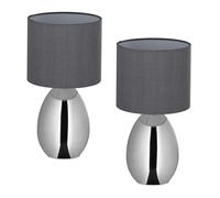 Relaxdays Lámparas mesa set de 2 plata,gris
