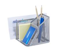 Relaxdays Lapicero con compartimentos plata