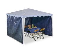 Relaxdays Laterales de carpa azul oscuro set de 3 blanco,azul oscuro