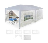 Relaxdays Laterales Carpa 3x6m, Set de 6, 2x3m, Impermeables, Ventanas y Puerta, Paredes Pérgola Cierre Contacto, Blanco, 200 x 300 x 0.1 cm