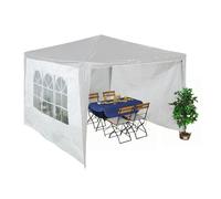 Relaxdays Laterales Carpa 2x3 m Set de 3, Impermeables, Cerramientos con Cierre de Contacto, Ventanas, Color Blanco, 200 x 300 x 0.1 cm