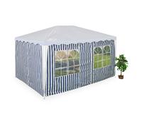 Relaxdays Laterales Carpa 3x4m Set de 2, Impermeables, Cerramientos con Cierre de Contacto, Poliéster, Azul y Blanco, 200 x 400 x 0.1 cm