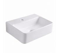 Relaxdays Lavabo 11x37x27 cm, con orificio grifo, sin rebosadero, blanco | cerámica efecto loto, suspendido