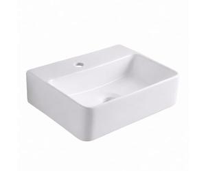 Relaxdays Lavabo 11x37x27 cm, con orificio grifo, sin rebosadero, blanco | cerámica efecto loto, suspendido