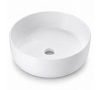 Relaxdays lavabo redondo sobre encimera, 11 x 30 x 30 cm, blanco | sin orificio para grifo, cerámica, efecto loto