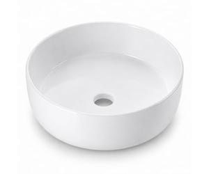 Relaxdays lavabo redondo sobre encimera, 11 x 30 x 30 cm, blanco | sin orificio para grifo, cerámica, efecto loto
