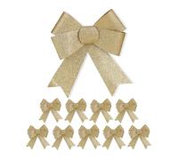 Relaxdays Lazo Brillante en Juego Unidades Pack 10 Lazos Gigantes, Decoración para Regalo de Cumpleaños o Navidad, con Purpurina, Tamaño Grande, Dorado, 19 x 17 x 2 cm