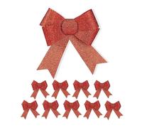 Relaxdays Lazo Brillante en Juego Unidades Pack 10 Lazos Gigantes, Decoración para Regalo de Cumpleaños o Navidad, con Purpurina, Tamaño Grande, Rojo, 19 x 17 x 2 cm