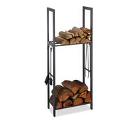 Relaxdays Leñero con 2 estantes antracita