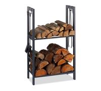 Relaxdays Leñero con 2 estantes antracita