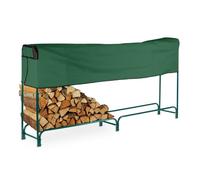 Relaxdays Leñero de acero verde oscuro con funda verde oscuro