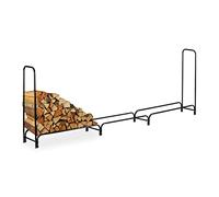 Relaxdays Leñero Grande, Estantería Leña Acero, Exterior, Almacenamiento Troncos Metálico, 122 x 370 x 38,5 cm, Negro