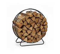 Relaxdays Leñero Interior Circular, Portaleña, Almacenaje Leña, Metálico, Acero, Negro, 65 x 61 x 26 cm