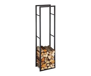 Relaxdays Leñero Interior, Metálico, Estantería Almacenaje para Chimenea y Estufa, Acero, 170 x 44,5 x 30 cm, Negro