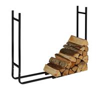 Relaxdays Leñero para chimenea metálico negro