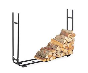 Relaxdays Leñero Regulable, Portaleña, Soporte Troncos de Acero, Leñero Interior y Exterior, 106 x 148-220 x 22cm, Negro