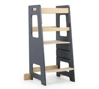 Relaxdays Lernturm, Altura Ajustable, antivuelco, (Al x An x F) 90 x 40 x 44 cm, Torre Infantil, Antracita/Natural
