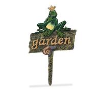 Relaxdays Letrero «Garden», Cartel Jardín Letras Doradas, Diseño Decorativo, Hierro Fundido, 27,5 x 15,5 cm, Multicolor