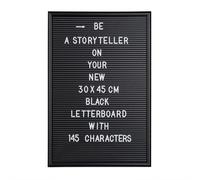 Relaxdays Letter Board con Marco de Madera, Pizarra 145 Letras, Números y Símbolos, Plástico, 30x45, Negro