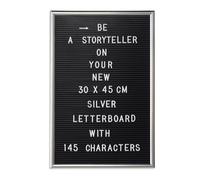 Relaxdays Letter Board con Marco de Madera, Pizarra 145 Letras, Números y Símbolos, 30x45, Plateado, PP, Plata, 44,5 x 29,5 x 1,8 cm