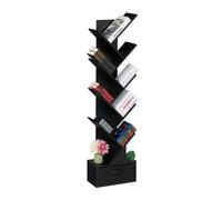 Relaxdays Librería árbol 9 estantes negro