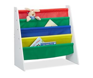 Relaxdays Librería Infantil, Mueble de almacenaje de Juguetes, MDF+Poliéster, Multi-Color