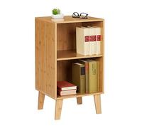 Relaxdays Librería Pequeña, 2 Cajones Abiertos, Estantería Baño, 70x40x35 cm, Baldas Ajustables, Mueble Bambú, Natural